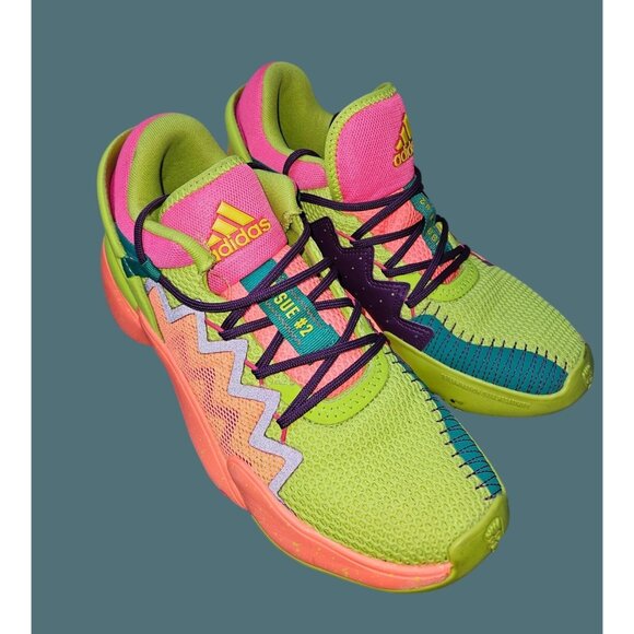 Adidas D.O.N Shock Pink/Semi Solar Slime/Glory Purple Sneakers Men 7 Women 8
